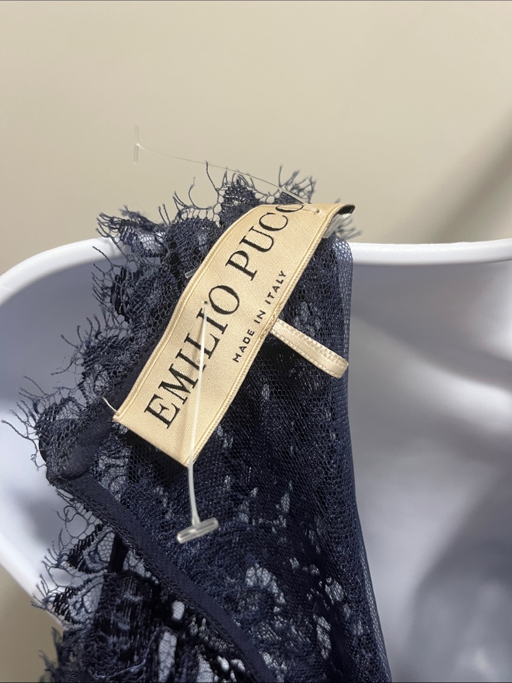 Emilio Pucci Navy Lace Yoke Sleeveless Dress - Picture 4 of 11